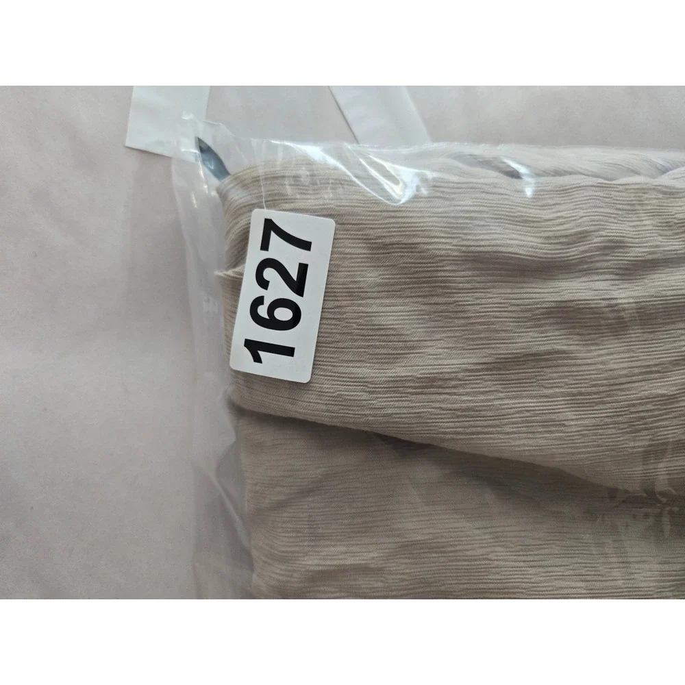 Zara Tan Beige Textured Pull on Wide Leg Drawstring Pants Relaxed Boho Beach
